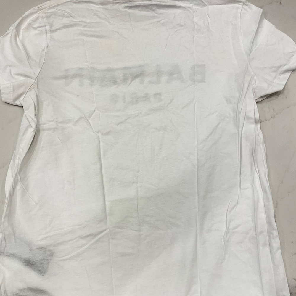 Balmain White Tee with Navy Tag - Picture 3 of 4